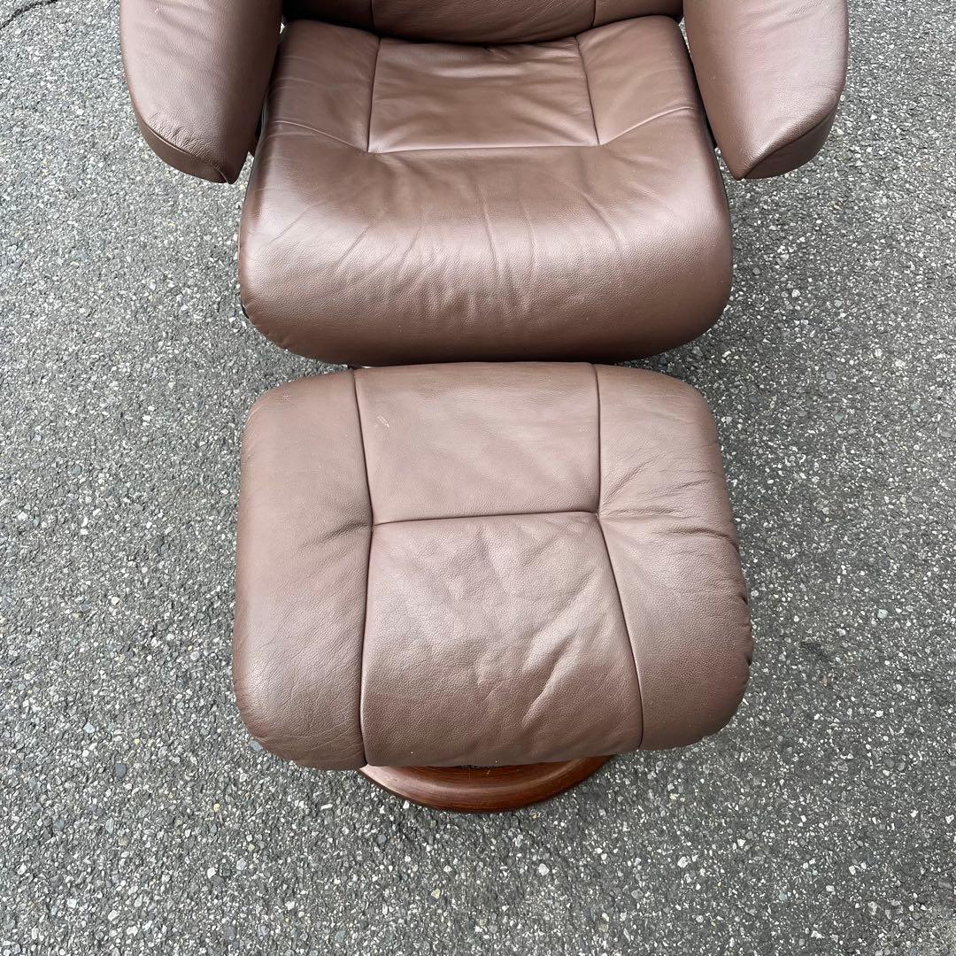 ①イエリアーダ フィヨルド 本革 リクライニングチェア オットマン レザー