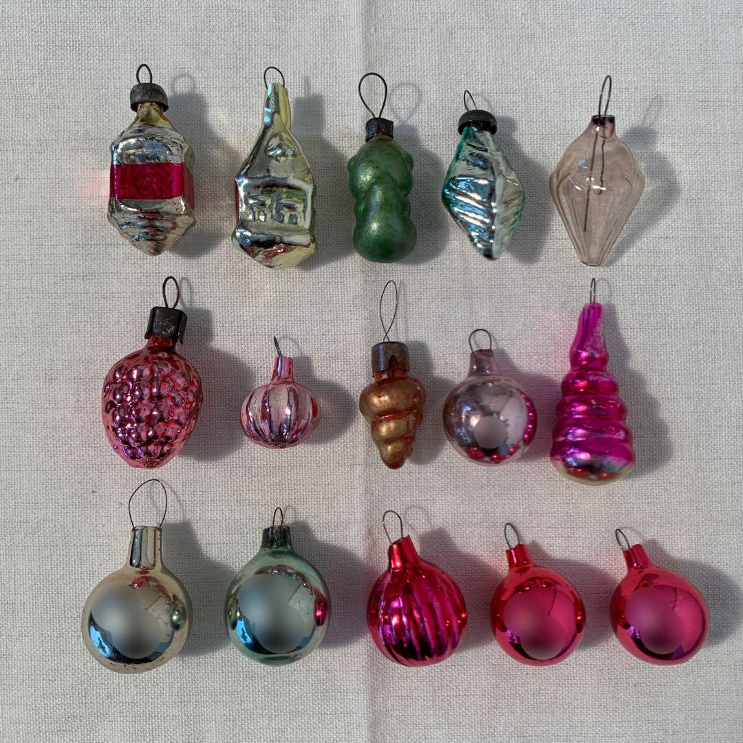 《SALE》ソビエト ミニガラスオーナメントセット 15個 ヴィンテージ