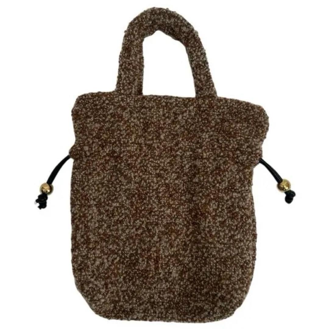 brown fabric 巾着 ハンドメイド