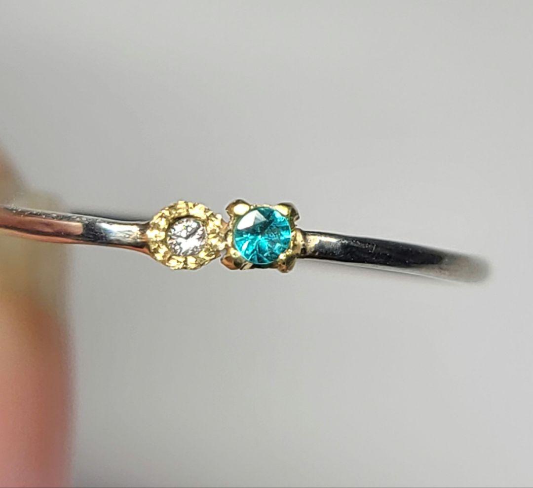 ブルーネオンとピンクの輝き★パライバトルマリン&ピンクダイヤモンドリング18金★