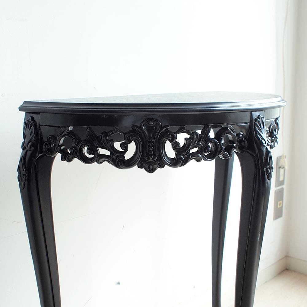 ロココ調 コンソールテーブル 透かし彫り 黒 ZR24063