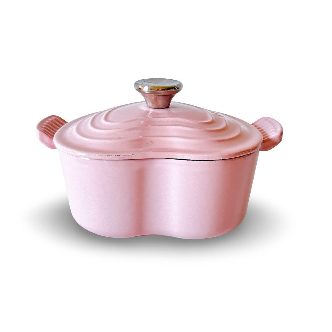 【極美品】ル・クルーゼ ココットダムール 16cm シェルピンク ハート鍋