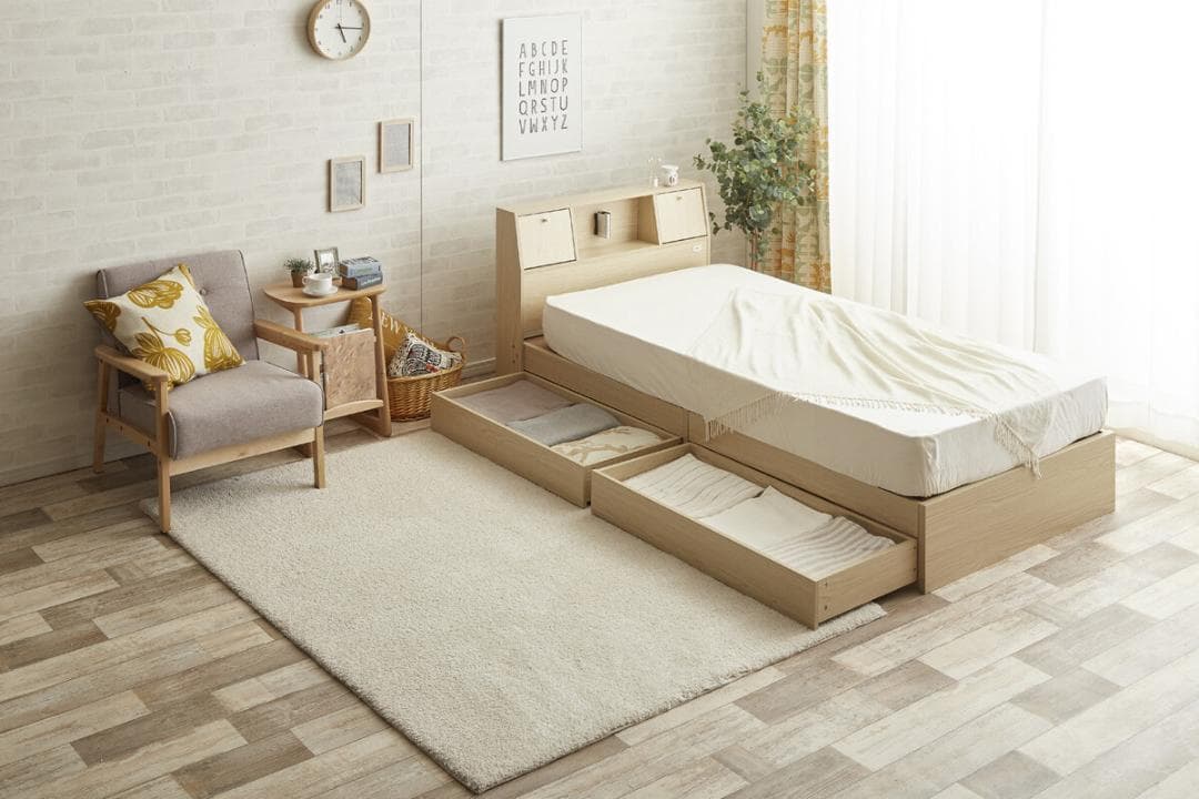 【シングル】 Alloys引出し付ベッド　フレームのみ　ダークブラウン