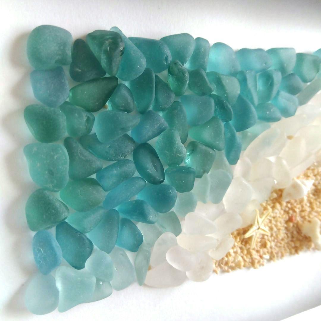 シーグラスアート&硝子のツリー二点セット