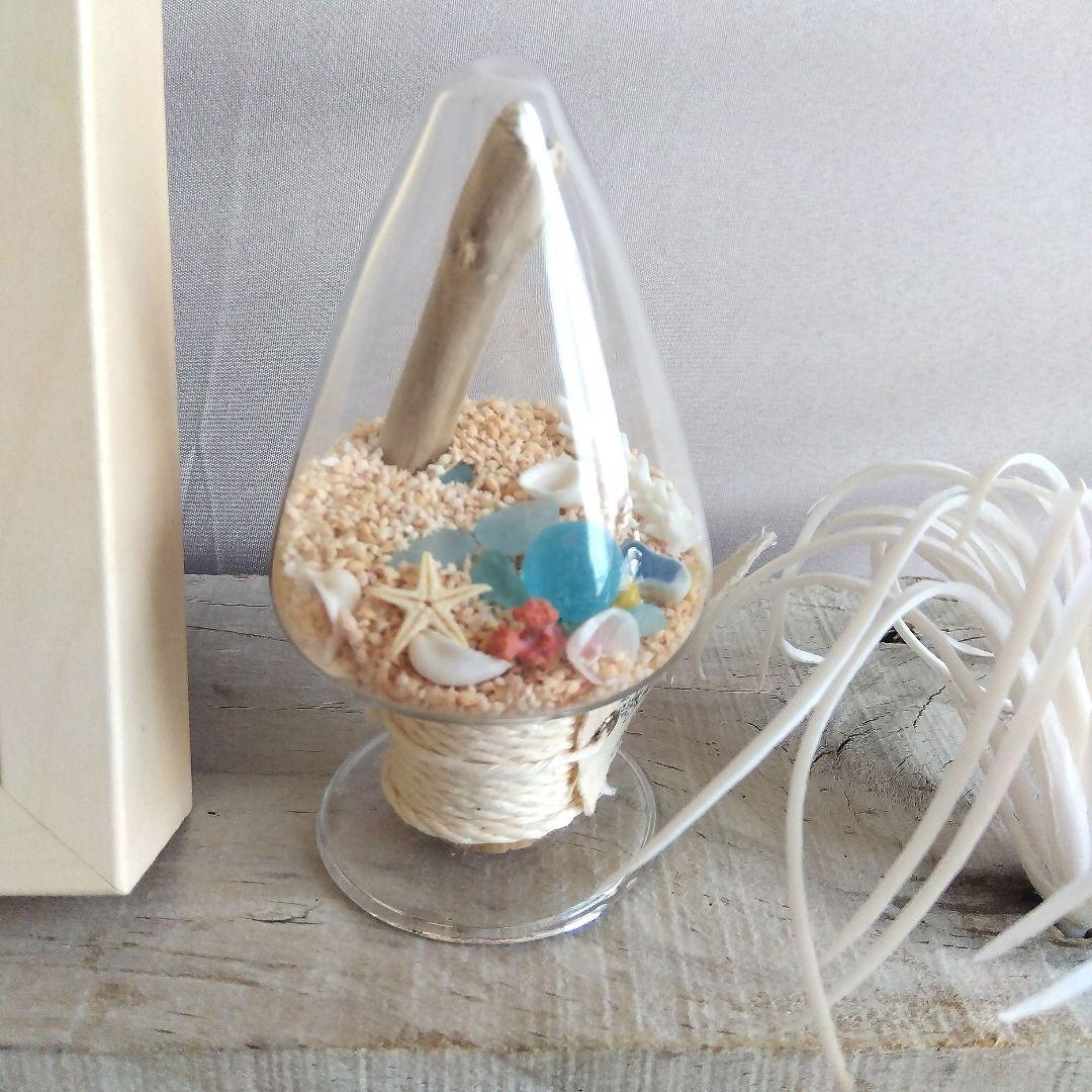 シーグラスアート&硝子のツリー二点セット