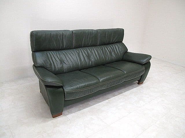 【展示品】 カリモク 「ZW7303」本革3人掛ソファ　3Pソファ　約36.3万