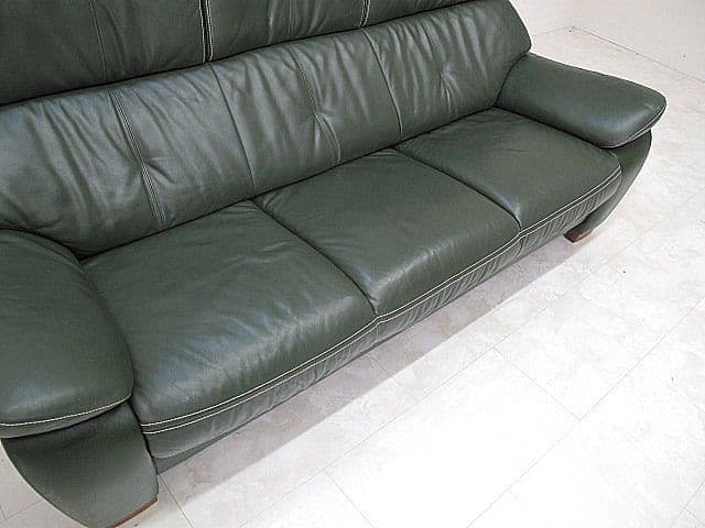 【展示品】 カリモク 「ZW7303」本革3人掛ソファ　3Pソファ　約36.3万