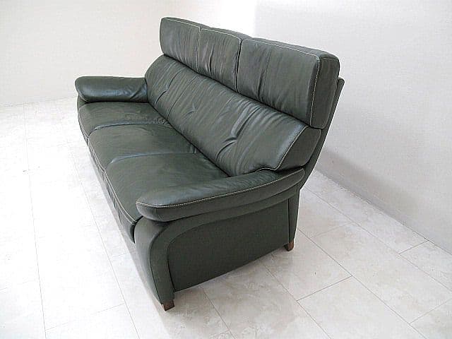 【展示品】 カリモク 「ZW7303」本革3人掛ソファ　3Pソファ　約36.3万