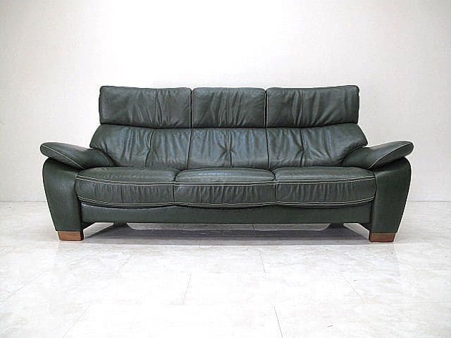 【展示品】 カリモク 「ZW7303」本革3人掛ソファ　3Pソファ　約36.3万