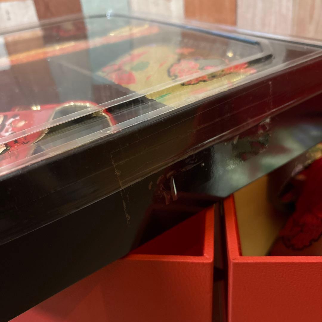 195 run 金×黒×赤　蝶々　ペアセット　結び帯・箱せこセット　7歳　七五三