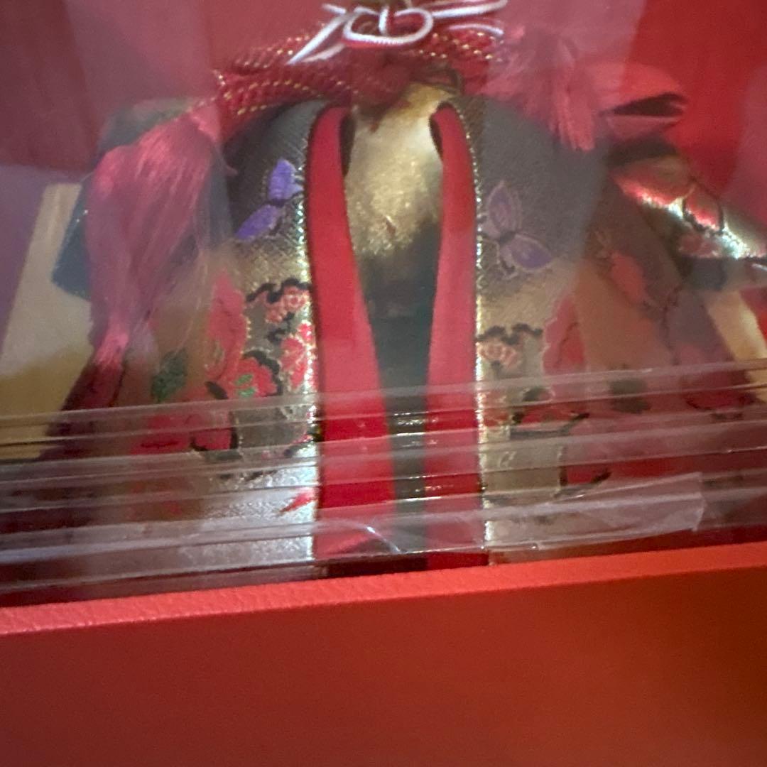 195 run 金×黒×赤　蝶々　ペアセット　結び帯・箱せこセット　7歳　七五三