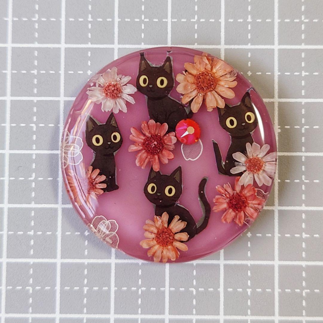 レジン　猫　ヘアゴム　ブローチ　ポニーフック　No.514