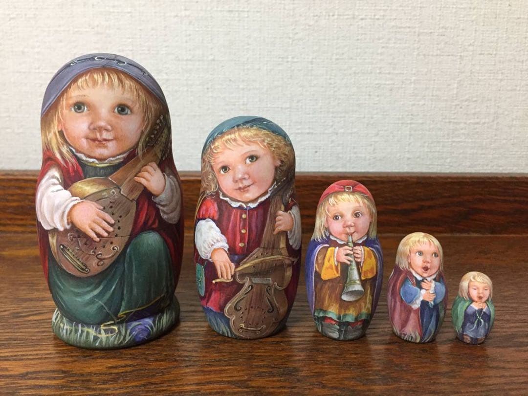 ロシア雑貨☆天使マトリョーシカ♪(5P)オーケストラ リダ工房