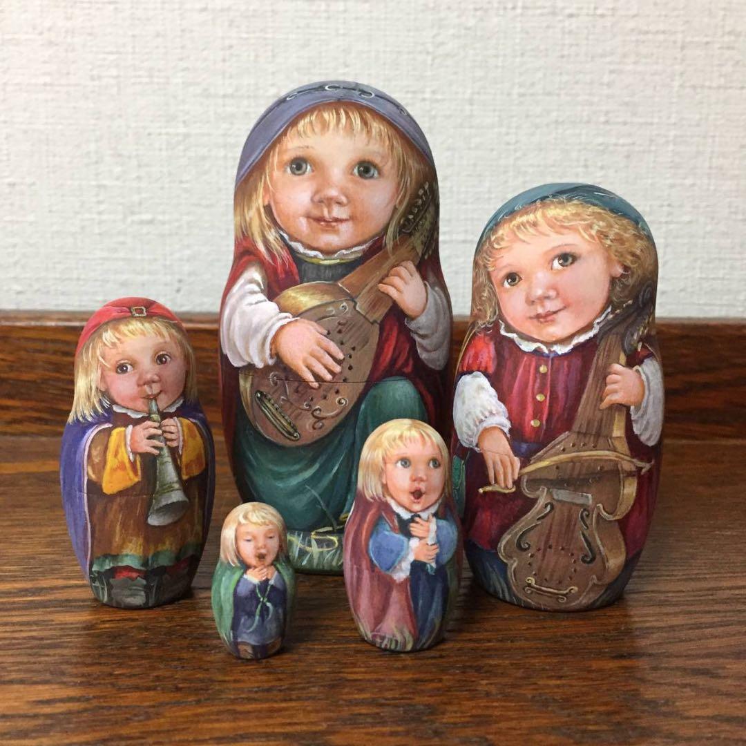 ロシア雑貨☆天使マトリョーシカ♪(5P)オーケストラ リダ工房