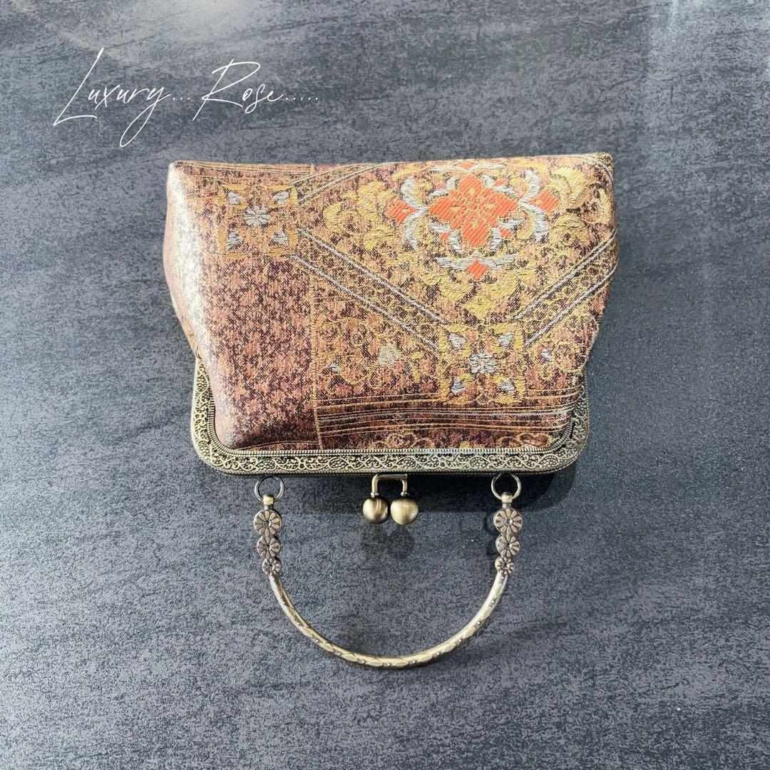 1月新作！小さめサイズ京都西陣服部織物の最高級鳳凰柄織の繊細な煌めき上品帯バッグ