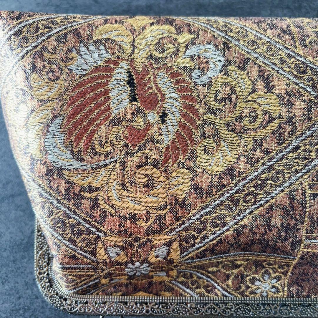 1月新作！小さめサイズ京都西陣服部織物の最高級鳳凰柄織の繊細な煌めき上品帯バッグ