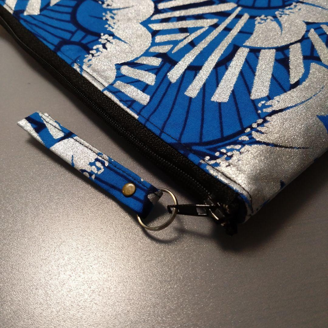 アフリカ布フラットポーチ　ハンドメイド