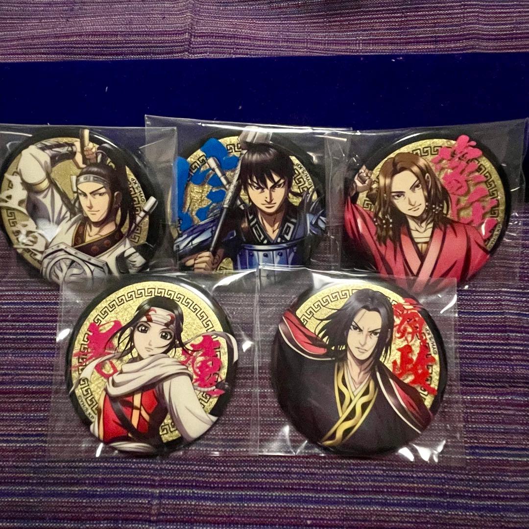 キングダム 金屏風柄缶バッジ 信 蒙恬 王賁 羌瘣 嬴政 5個セット 原