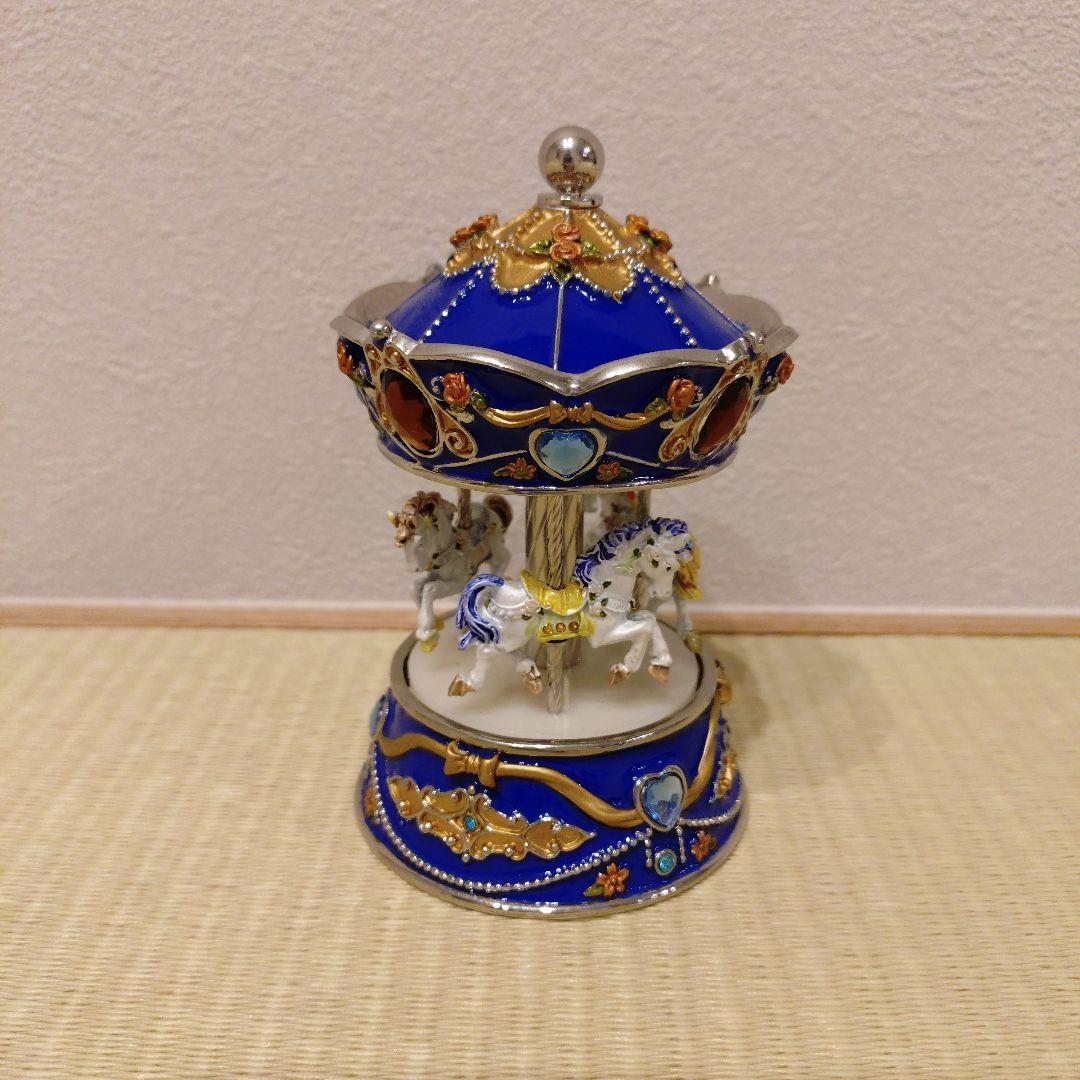 青色メリーゴーランドオルゴール