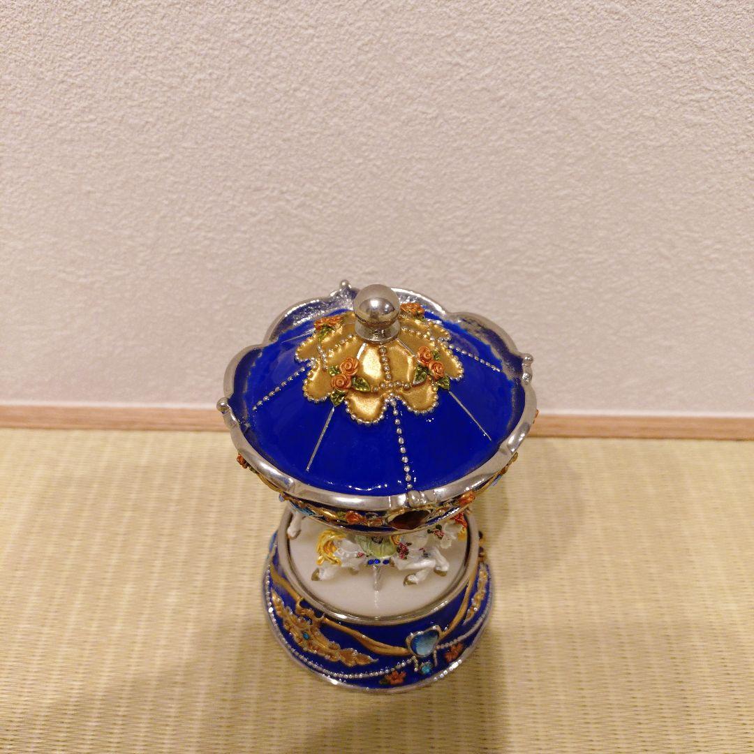 青色メリーゴーランドオルゴール