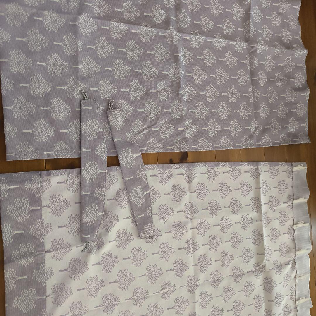 モモナチュラル オーダーフラットカーテン 2枚セット 北欧柄