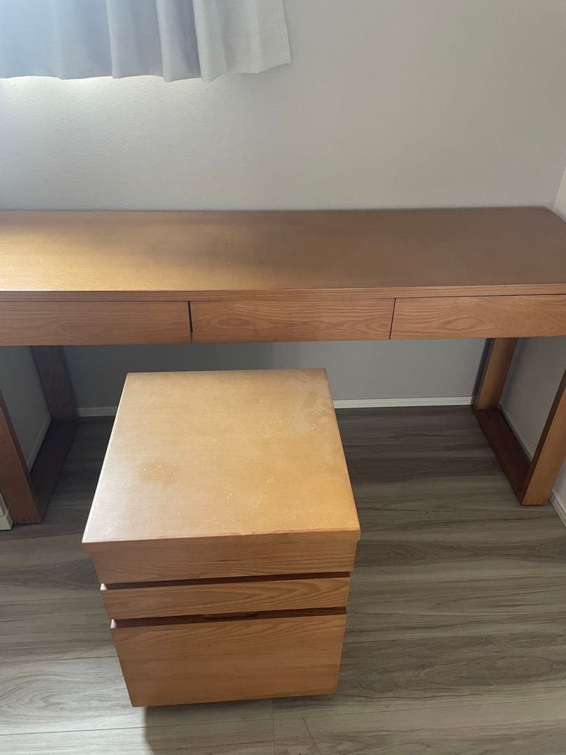 （引取限定）ナチュラルウッド 3引き出しデスク