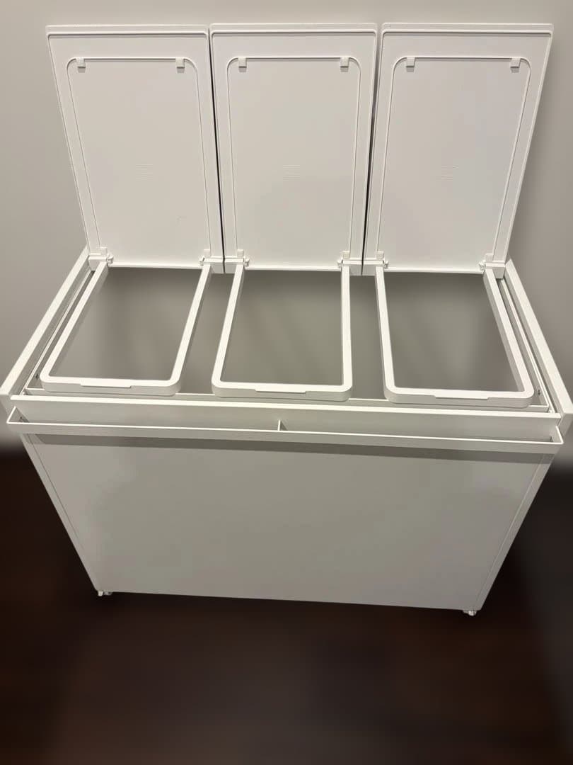 【完成品】【未使用】山崎実業(tower) 蓋付き 目隠し 3分別 ダストワゴン