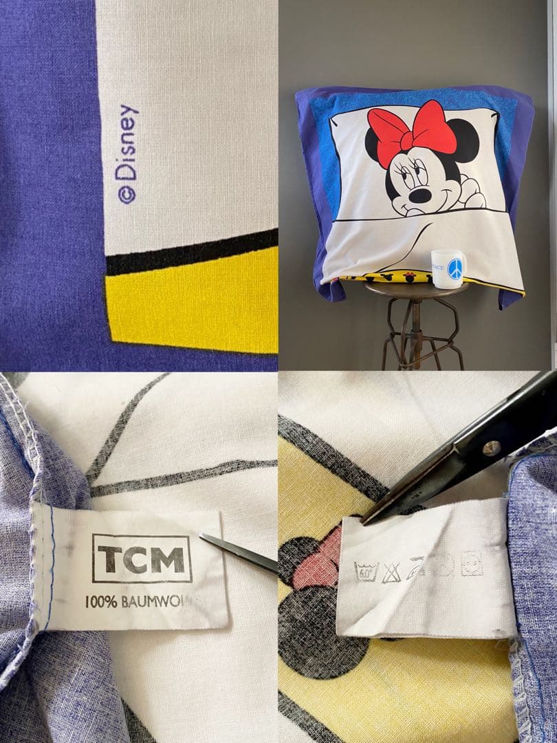 ビンテージ 70s ヨーロッパ ディズニー ミッキーマウス クッション カバー♥︎