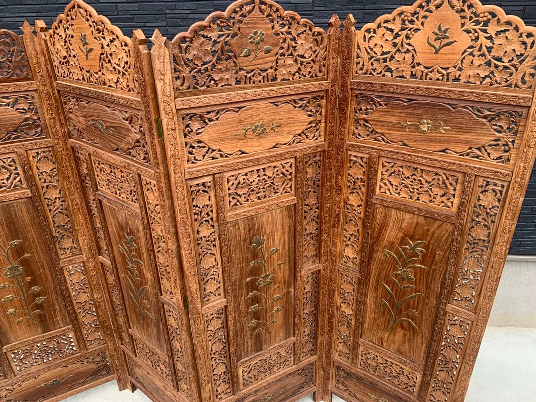 木彫り　間仕切り　パーテーション　木製　引き取り限定