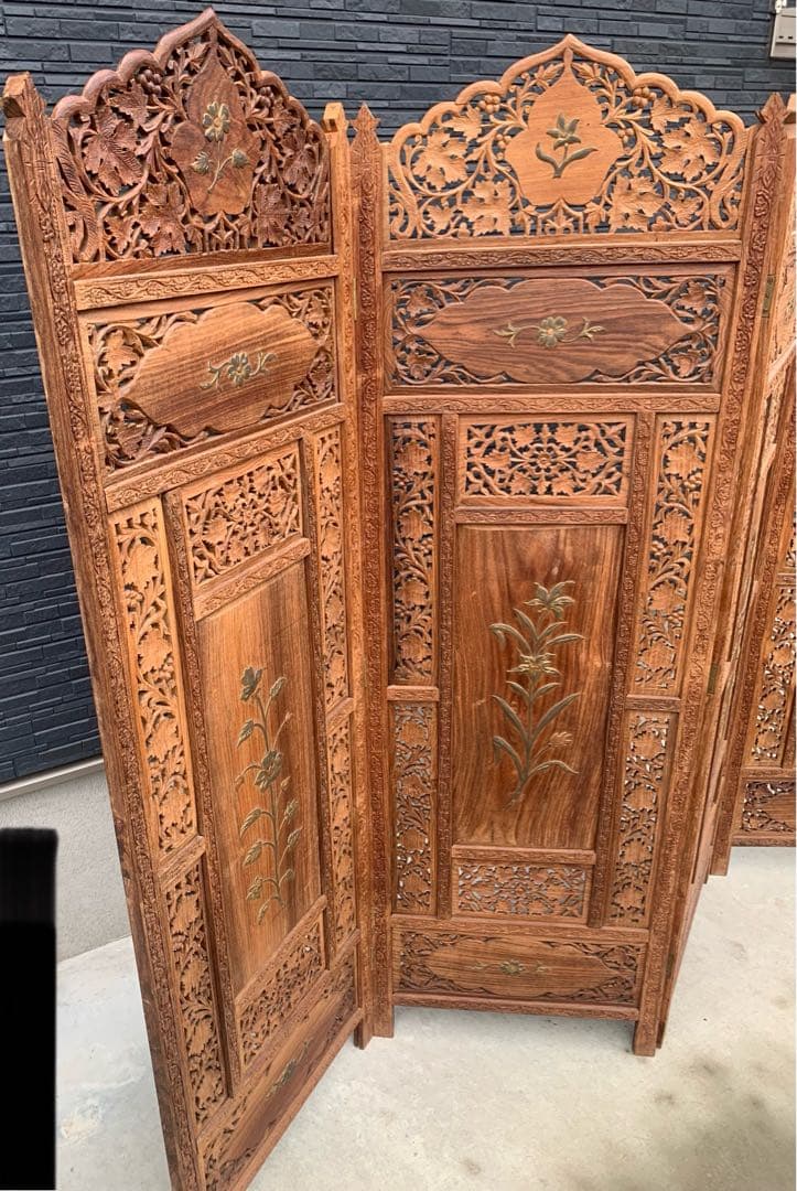 木彫り　間仕切り　パーテーション　木製　引き取り限定