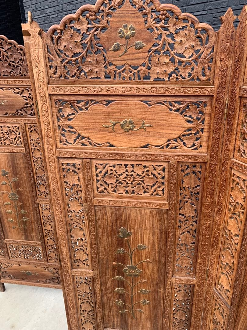 木彫り　間仕切り　パーテーション　木製　引き取り限定