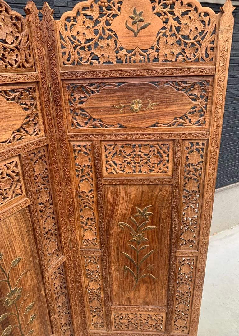 木彫り　間仕切り　パーテーション　木製　引き取り限定