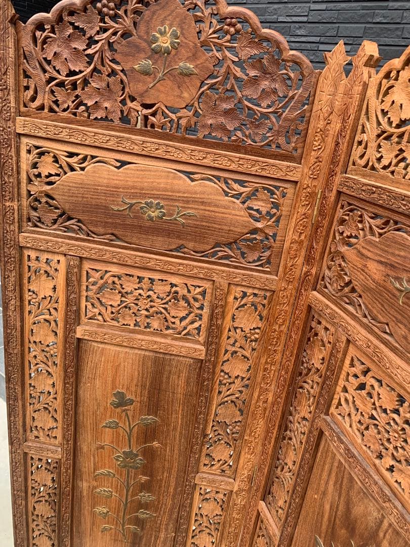 木彫り　間仕切り　パーテーション　木製　引き取り限定