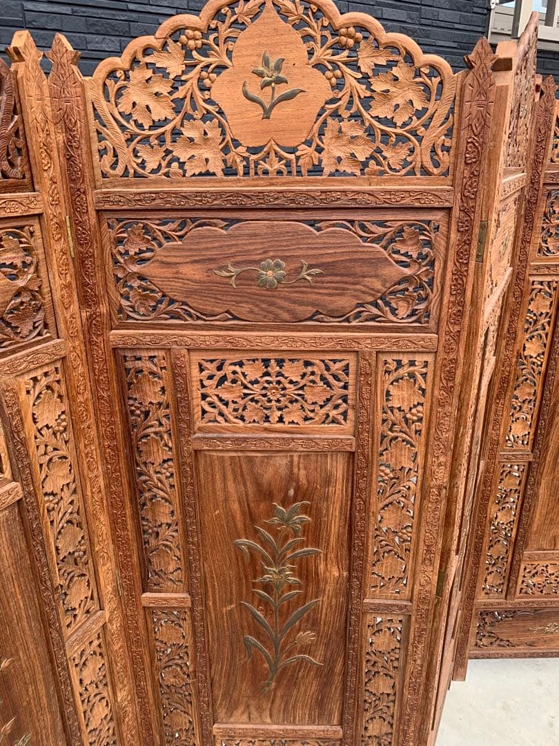 木彫り　間仕切り　パーテーション　木製　引き取り限定