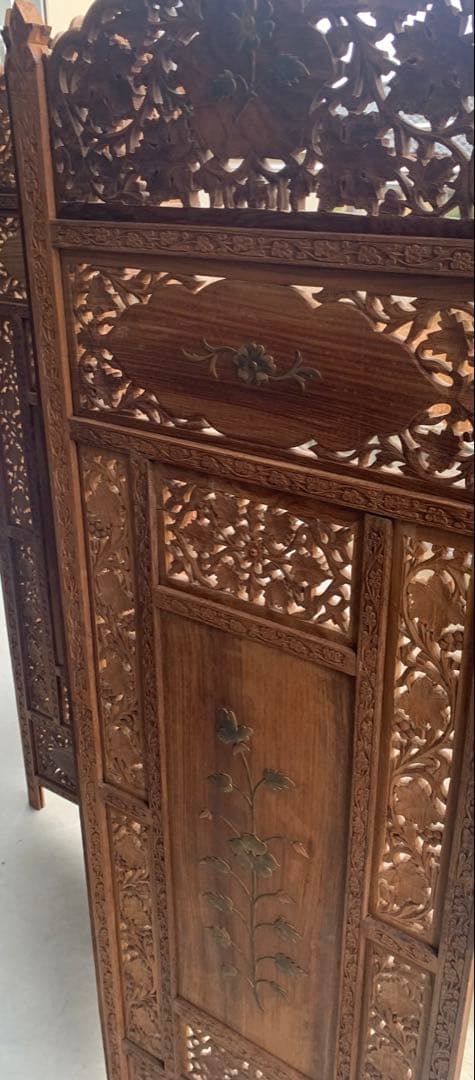 木彫り　間仕切り　パーテーション　木製　引き取り限定