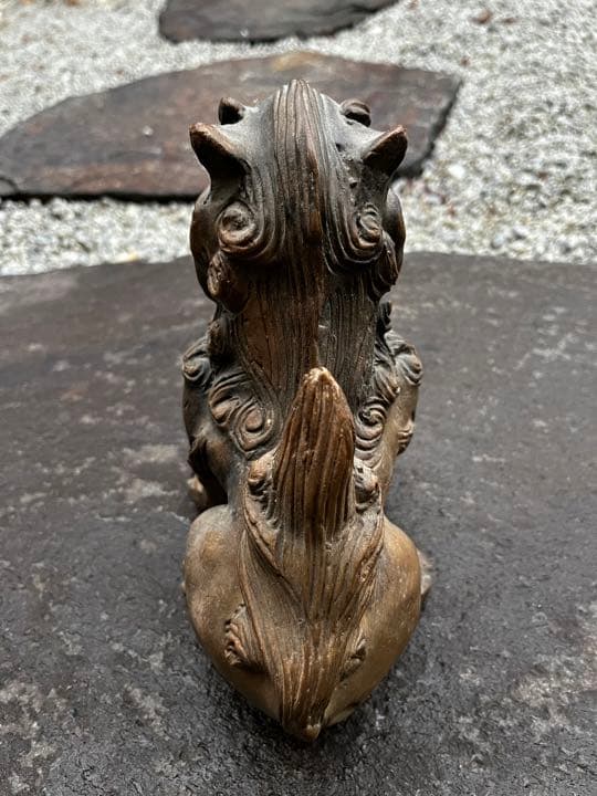 琉球古典焼 兼城賢一 希少古作 古琉球 阿吽一対 獅子 シーサー 古美術