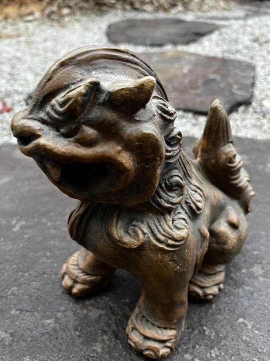 琉球古典焼 兼城賢一 希少古作 古琉球 阿吽一対 獅子 シーサー 古美術