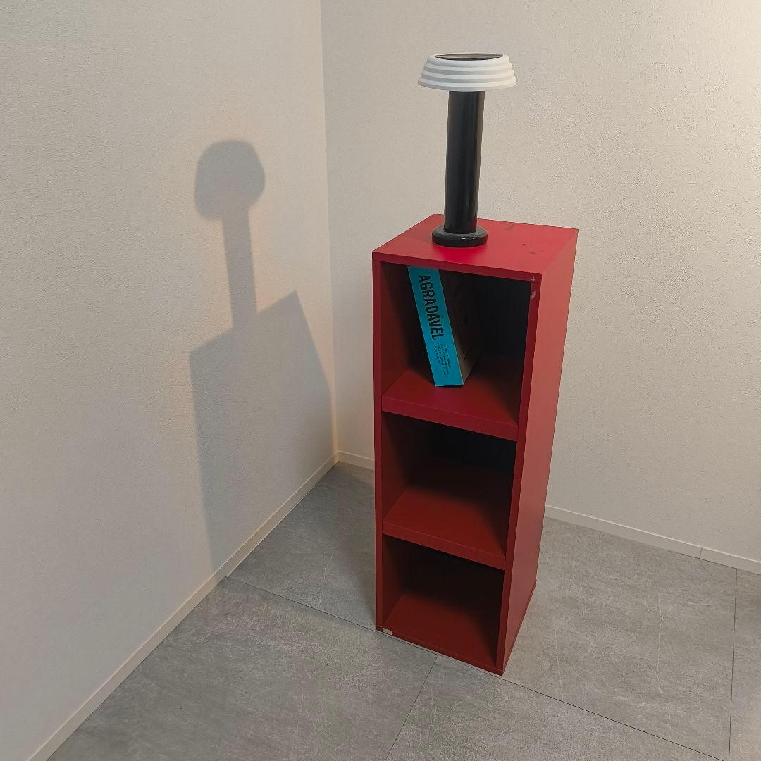 レトロポップ　木製　3段　赤　紺　ミッドセンチュリー　ミニ　バイカラー