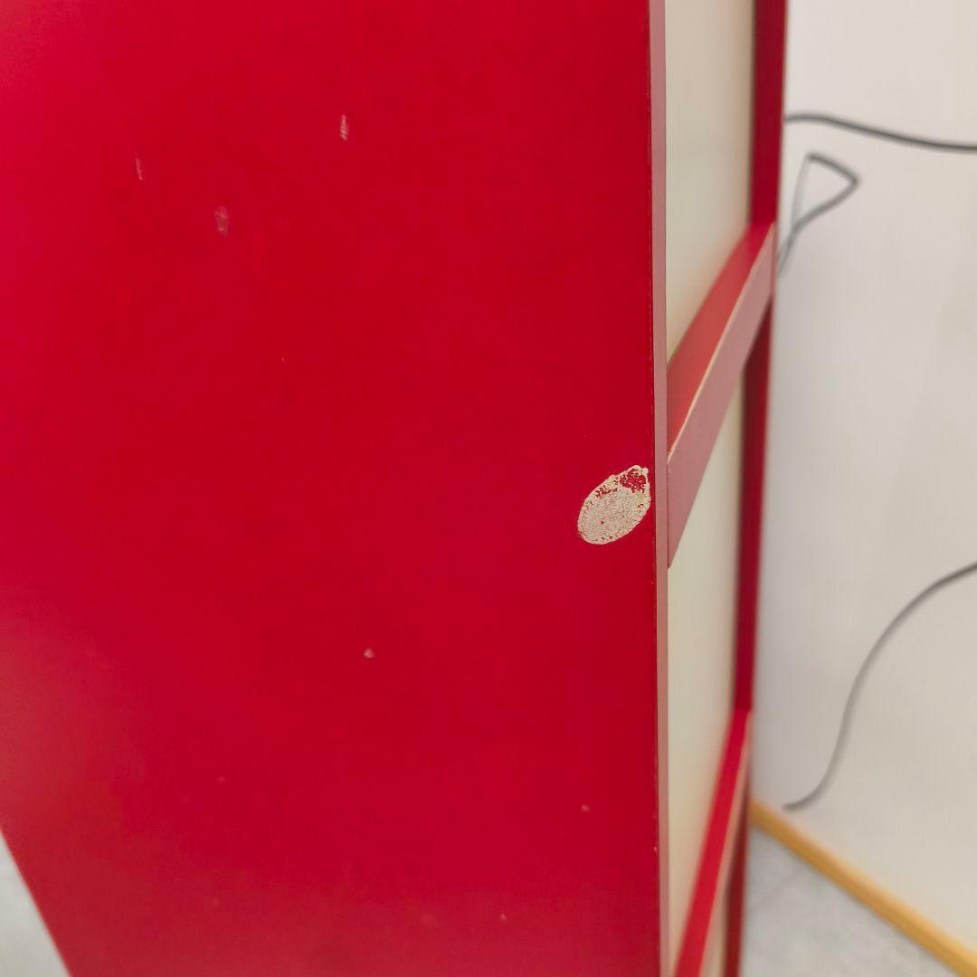 レトロポップ　木製　3段　赤　紺　ミッドセンチュリー　ミニ　バイカラー