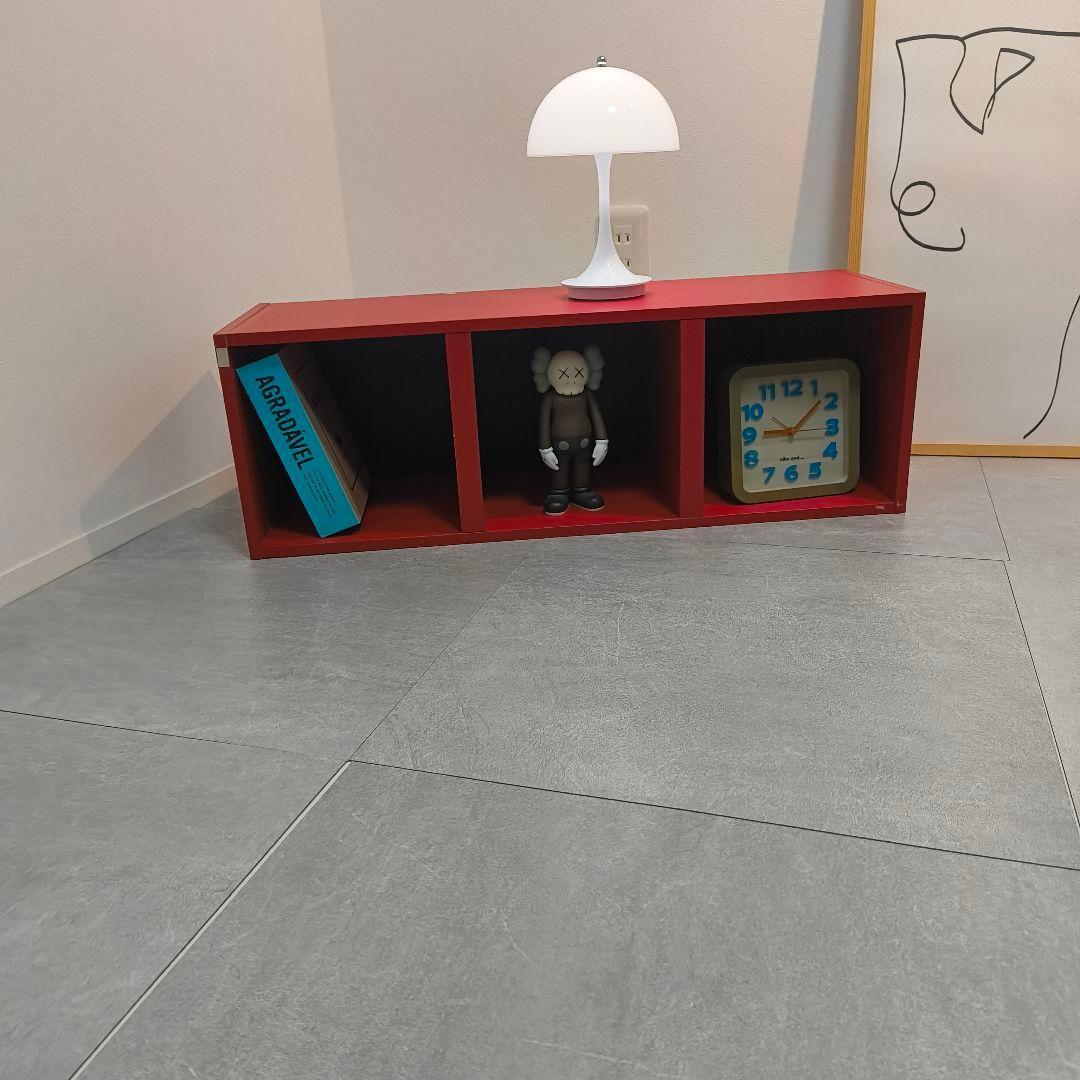 レトロポップ　木製　3段　赤　紺　ミッドセンチュリー　ミニ　バイカラー