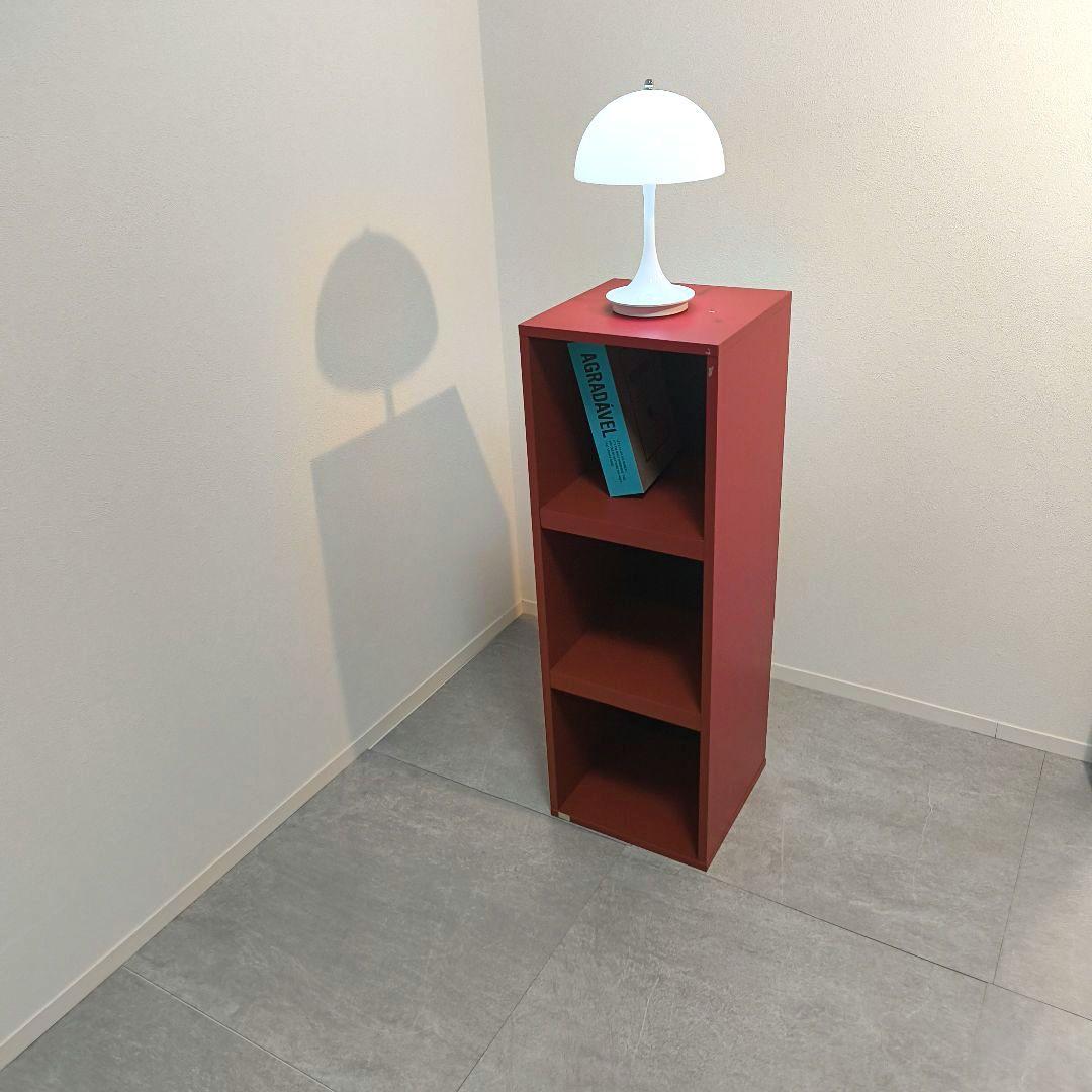 レトロポップ　木製　3段　赤　紺　ミッドセンチュリー　ミニ　バイカラー