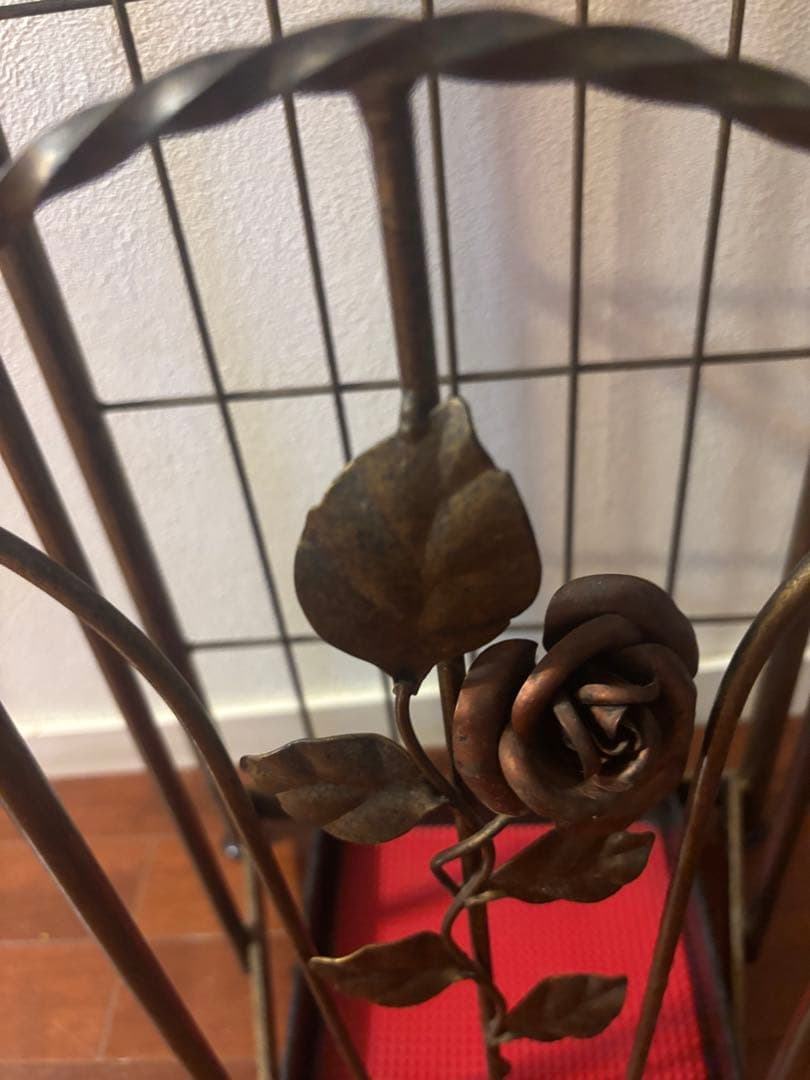 引き取り限定 アンティーク アイアン調 姿見 傘立て ラック付