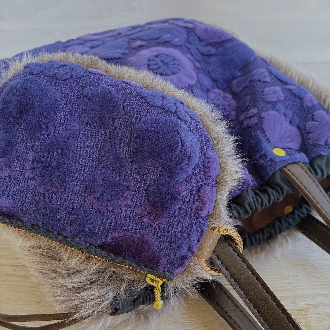 001 ジョリーフルール もふもふノスタルジア 巾着トートバッグ＆ポーチ