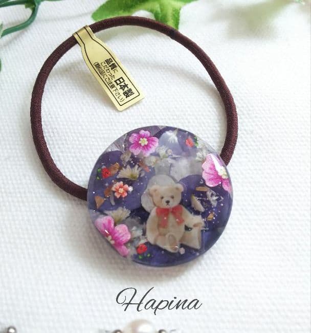 トイの世界② テディベアラウンドレジンヘアゴム