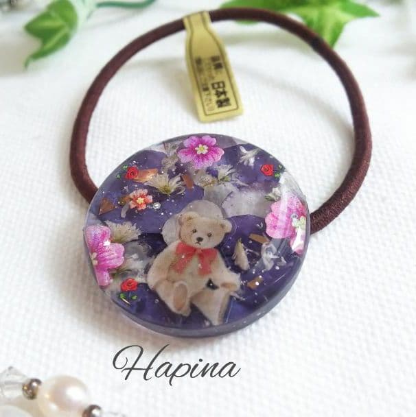 トイの世界② テディベアラウンドレジンヘアゴム