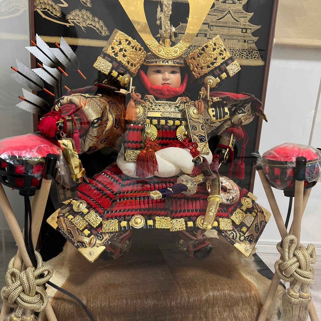 美品　五月人形　兜　鎧兜　五月端午節句人形鎧兜飾り　オルゴール付き　節句