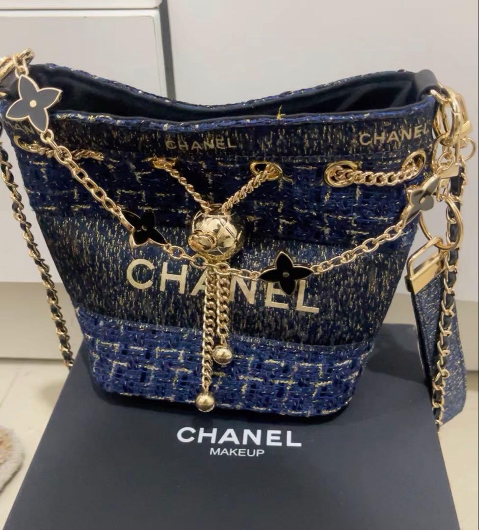 希少 レア 非売品 CHANEL ノベルティ ネイビー ツイード バケット