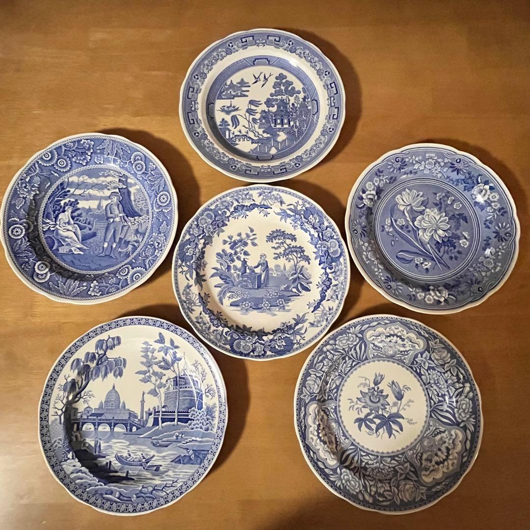 【美品】英国製　スポード ★ブルールームコレクション★プレート6枚