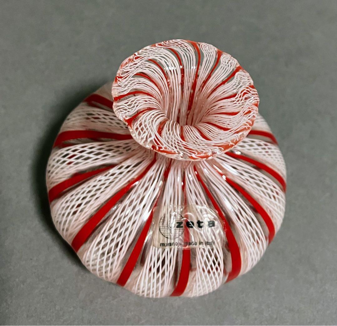 ムラーノ 香水瓶 パフュームボトル 紅白 レース柄 イタリア