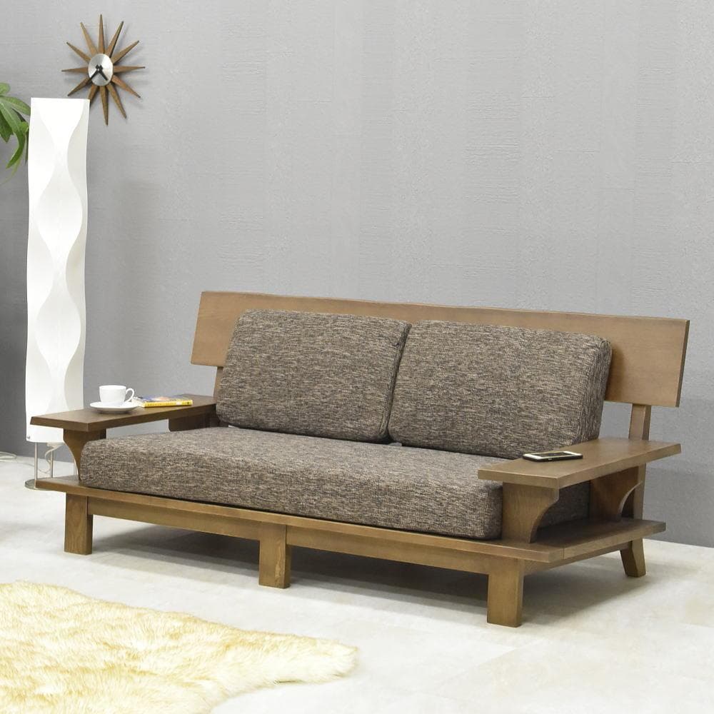 2人掛け ソファ 幅160cm 和モダン 高級 タモ材 フレーム